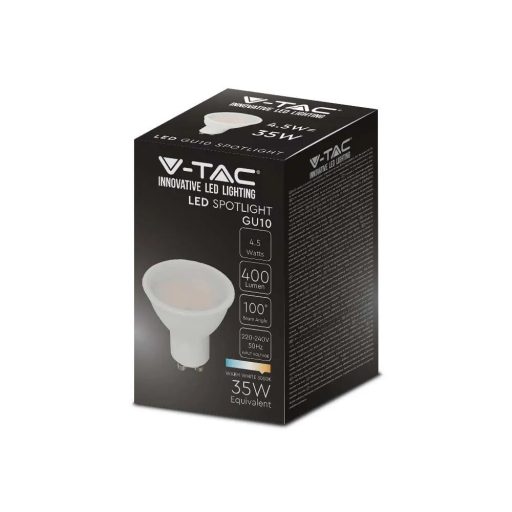V-TAC LED spotlámpa  GU10 MR16 4.5W 3000K 110° spot - 211685