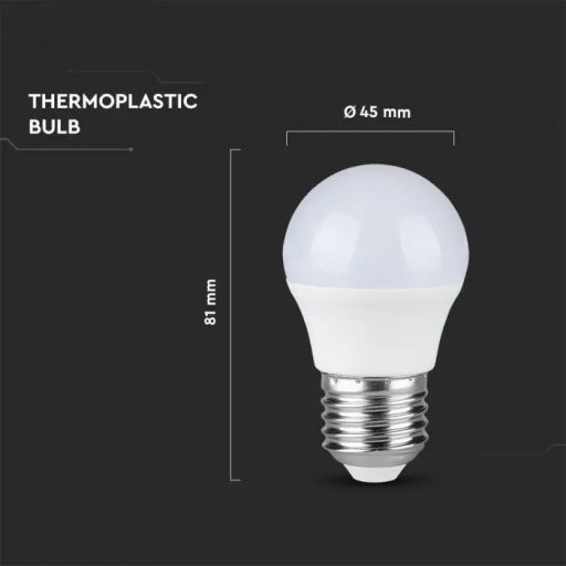 V-TAC LED izzó  E27 G45 4.5W 180° 6400K kisgömb (Samsung Chip) - 21176