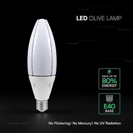 V-TAC LED izzó  E40 60W 300° 4000K Olive (Cree Chip) - 211876