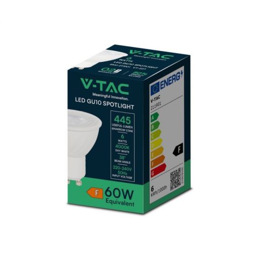 V-TAC LED spotlámpa  GU10 MR16 6W 38° 3000K spot - 211891