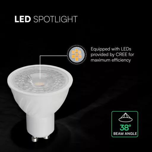 V-TAC LED spotlámpa  GU10 MR16 6W 38° 4000K spot (CREE Chip) - 211906