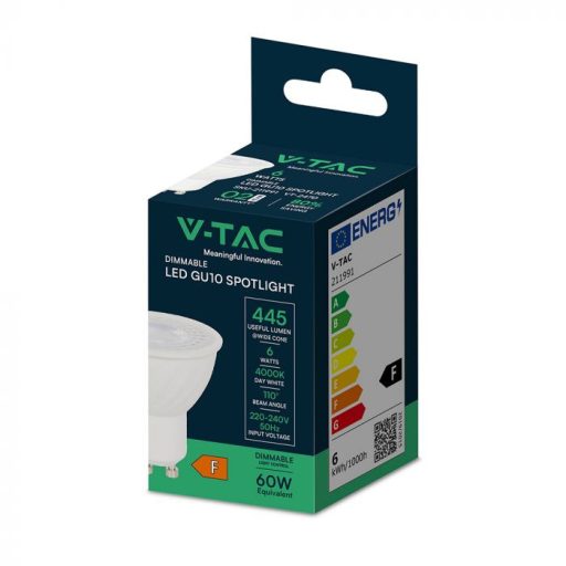 V-TAC LED spotlámpa dimmelhető GU10 MR16 6W 110° 3000K - 211981