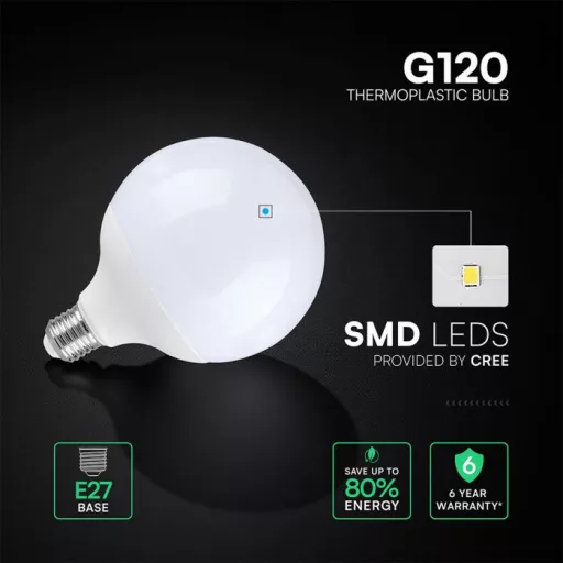 V-TAC LED izzó E27 G120 22W 200° 6500K nagygömb (CREE Chip) - 21200236