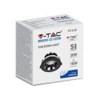 V-TAC Led COB beépíthető lámpa 20W 4000K - fekete - 2120055
