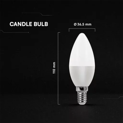 V-TAC LED izzó dimmelhető  E14 C37 5.5W 180° 4000K gyertya (CREE Chip) - 2120186-6