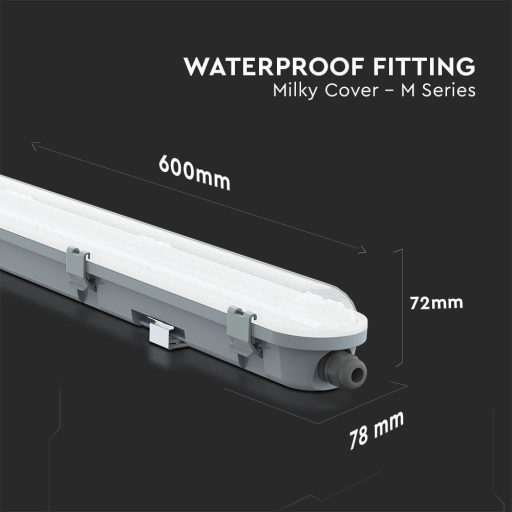 V-TAC 18W Vízálló LED armatúra átlátszó burával 60 cm 120° 120lm/W 4000K (Samsung Chip) IP65 - 2120211