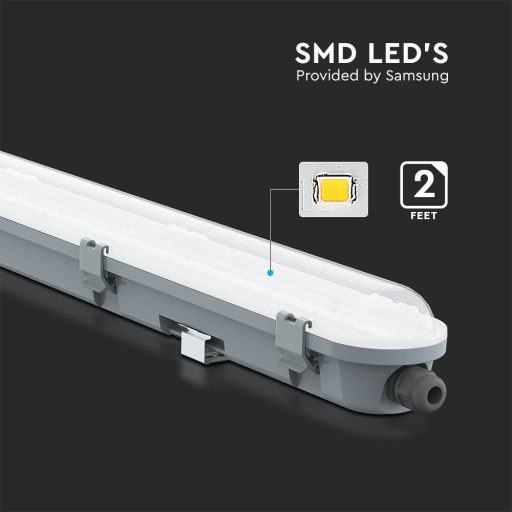 V-TAC 18W Vízálló LED armatúra átlátszó burával 60 cm 120° 120lm/W 4000K (Samsung Chip) IP65 - 2120211