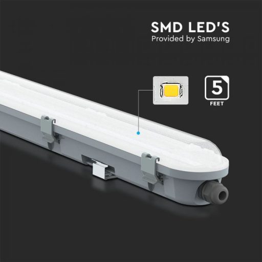 V-TAC 48W Vízálló LED armatúra tejfehér burával 150 cm 120° 120lm/W 4000K (Samsung Chip) IP65 - 2120215