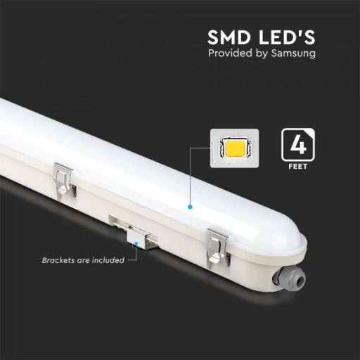 V-TAC 36W Vízálló LED armatúra tejfehér burával 120 cm 120° 120lm/W 4000K (Samsung Chip) IP65 - 2120217