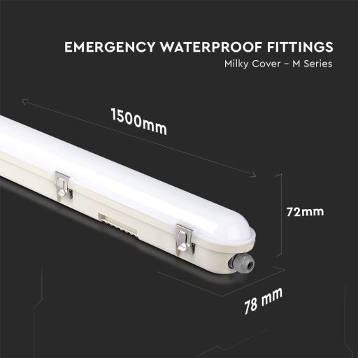 V-TAC 48W Vízálló LED armatúra tejfehér burával 150 cm 120° 120lm/W 4000K (Samsung Chip) IP65 - 2120221