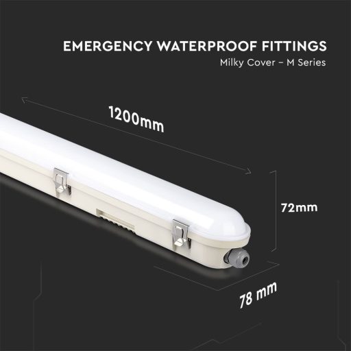 V-TAC 36W Vízálló LED armatúra tejfehér burával 120 cm 120° 120lm/W 6400K (Samsung Chip) IP65 - 2120222