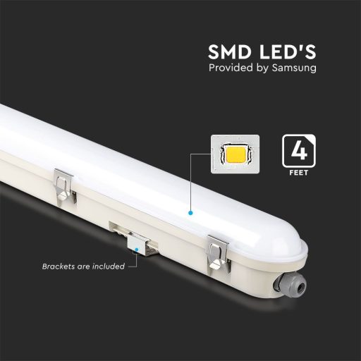 V-TAC 36W Vízálló LED armatúra tejfehér burával 120 cm 120° 120lm/W 6400K (Samsung Chip) IP65 - 2120222