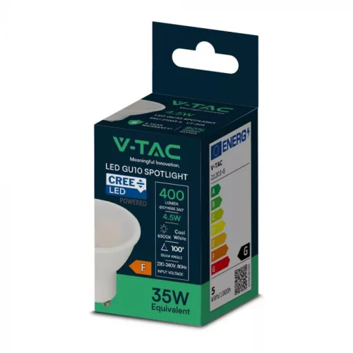 V-TAC LED spotlámpa  GU10 MR16 4.5W 6500K 100° spot (Cree Chip) - 21203-6