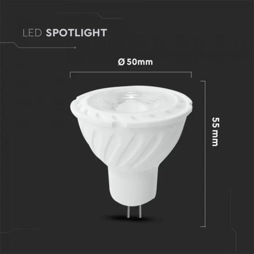 V-TAC LED spotlámpa  GU5.3 MR16 6W 12V 38° 3000K spot - 212071