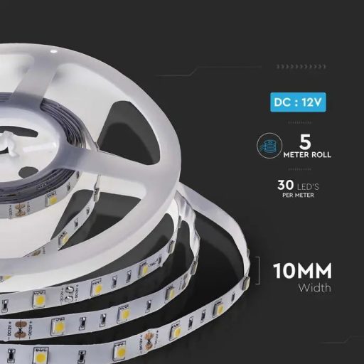 V-TAC LED szalag SMD5050 30LED/M 6W/M 12V IP20 6400K - 212133
