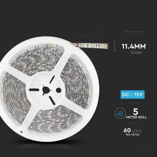 V-TAC LED szalag SMD5050 60LED/M 11W/M 12V IP65 3000K - 212149