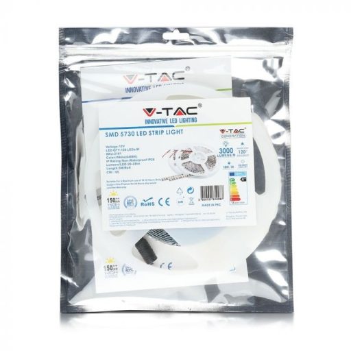 V-TAC LED szalag SMD5730 120LED/M 20W/M 150lm/W 12V IP20 3000K  - 212162