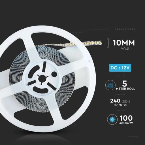 V-TAC LED szalag SMD2835 240LED/M 20W/M 100lm/W 12V IP20 6500K  - 212166