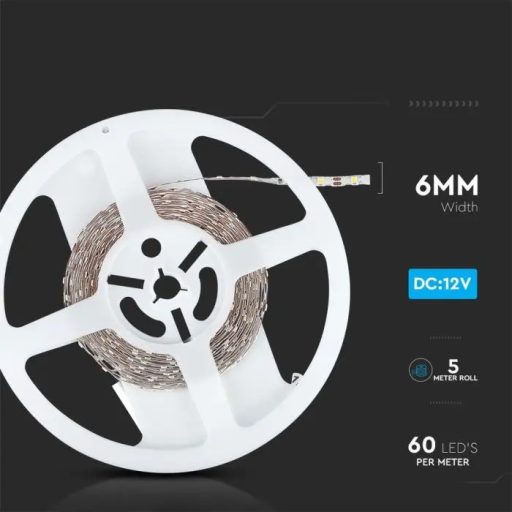 V-TAC LED szalag, hajlítható SMD2835 60LED/M 4.2W/M 12V IP20 4000K - 212560