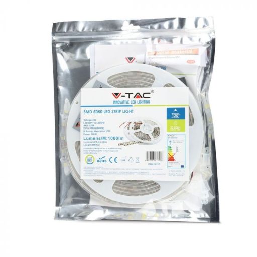 V-TAC LED szalag SMD5050 60LED/M 10W/M 24V IP65 6400K - 212564