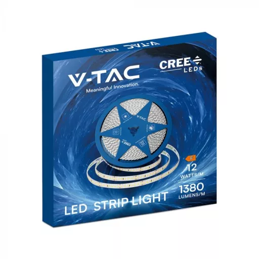 V-TAC LED szalag 8mm széles SMD2835 168LED/M 12W/M 24V IP20 3000K (CREE Chip) - 2125966