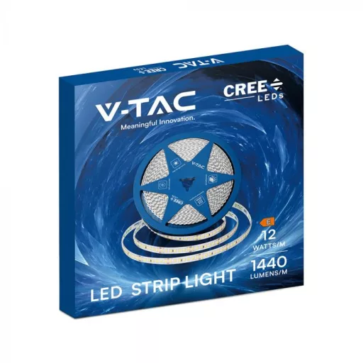 V-TAC LED szalag 8mm széles SMD2835 168LED/M 12W/M 24V IP20 4000K (CREE Chip) - 2125976