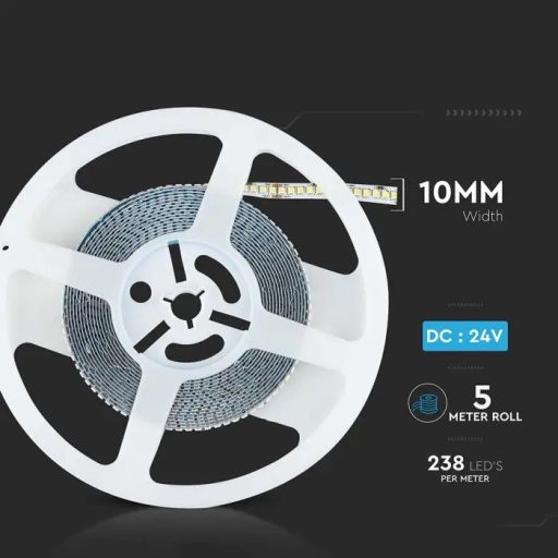 V-TAC LED szalag SMD2835 238LED/M 18W/M 135lm/W 24V IP20 3000K - 212599