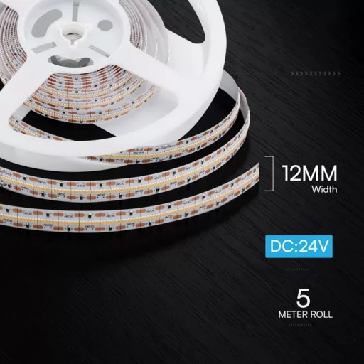 V-TAC LED szalag 12mm széles SMD2110 700LED/M 22W/M 24V CRI>90 IP20 4000K - 212603