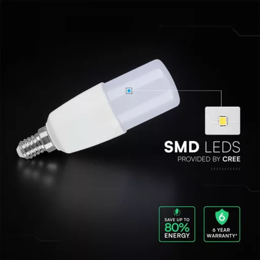 V-TAC LED izzó  E14 T37 7.5W 230° 6500K STIK, henger (CREE Chip) - 212696
