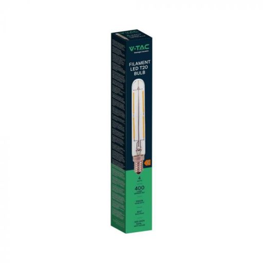 V-TAC Átlátszó LED izzó filament COG  E14 T20 4W 3000K - 212701