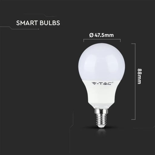 V-TAC LED izzó  infra távirányítóval E14 P45 4.8W 180° RGB + 3000K kisgömb - 212775