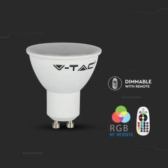   V-TAC RF Távirányítható LED spotlámpa  GU10 MR16 5.5W 100° RGB + 3000K spot - 212778
