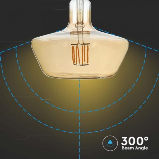 V-TAC Borostyán LED izzó filament COG  E27 T180 8W 1800K - 212790