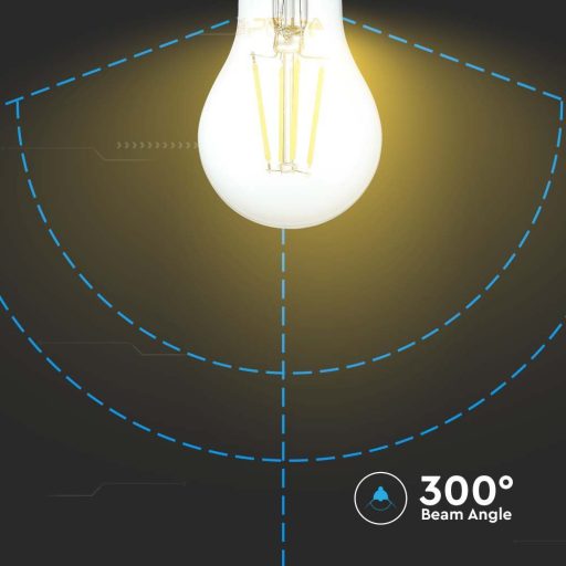 V-TAC Átlátszó LED izzó filament dimmelhető COG  E27 A67 8W 3000K gömb - 212815