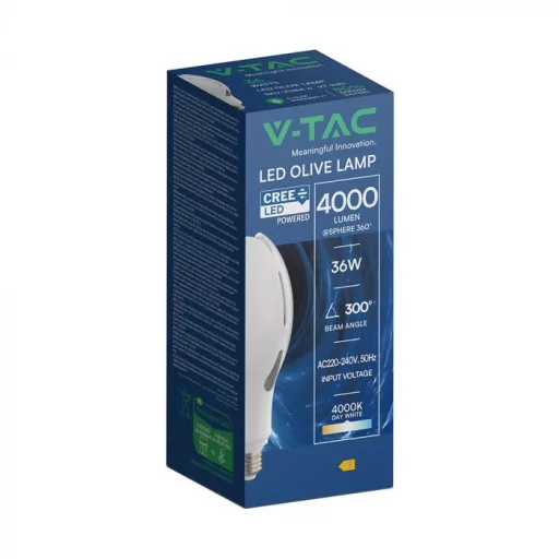 V-TAC LED izzó  E27 36W 300° 4000K Olive (CREE Chip) - 21284-6