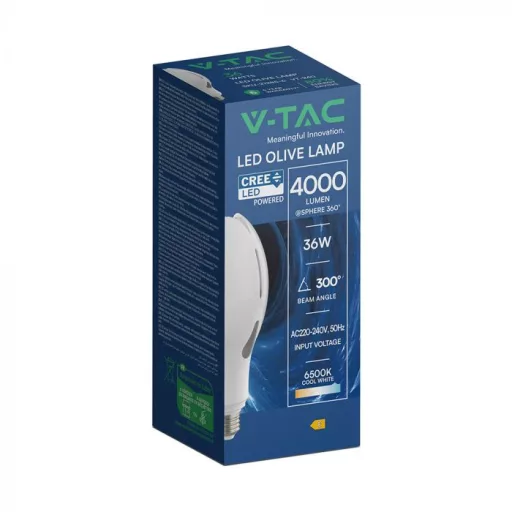 V-TAC LED izzó  E27 36W 300° 6500K Olive (CREE Chip) - 21285-6