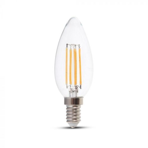 V-TAC Átlátszó LED filament COG lámpa E14 C35 6W 130lm/w 6000K gyertya - 212850