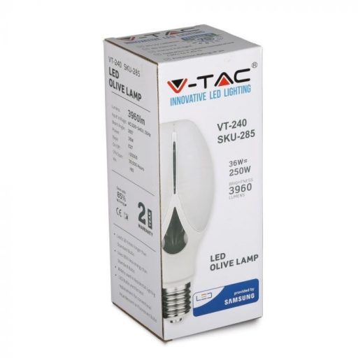 V-TAC LED izzó  E27 36W 265° 6400K Olive (Samsung Chip) - 21285