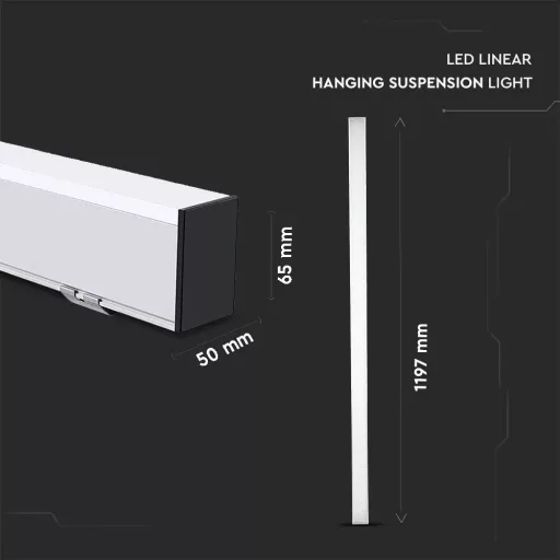 V-TAC Függeszthető lineáris LED dimmelhető lámpatest 40W 120cm Samsung chip 4000K fehér - 21383