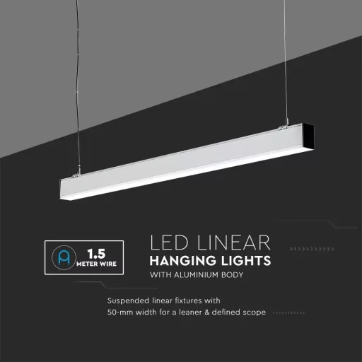V-TAC Függeszthető lineáris LED dimmelhető lámpatest 40W 120cm Samsung chip 4000K fehér - 21383