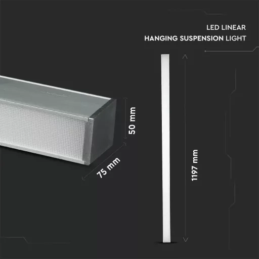 V-TAC Függeszthető lineáris LED dimmelhető lámpatest 40W 120cm Samsung chip 4000K szürke - 21384