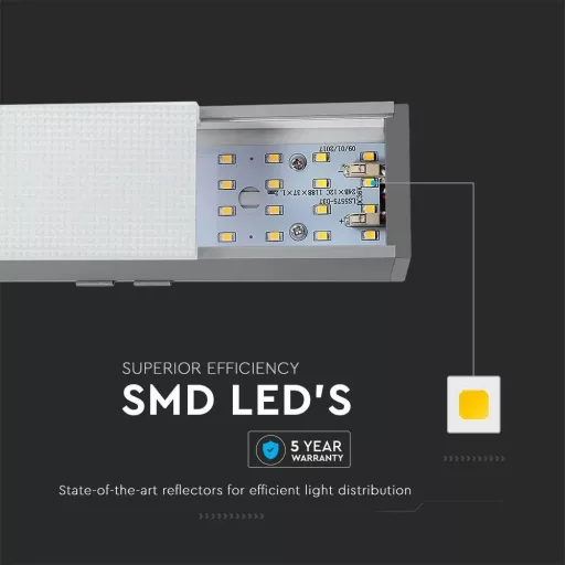 V-TAC Függeszthető lineáris LED dimmelhető lámpatest 40W 120cm Samsung chip 4000K szürke - 21384