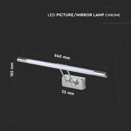 V-TAC LED tükör / fali kép világító lámpa 12W króm 4000K - 213895