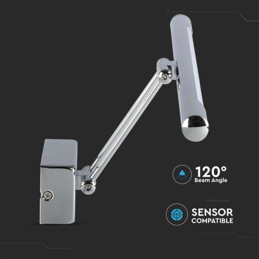 V-TAC LED tükör / fali kép világító lámpa 12W króm 3000K - 213982