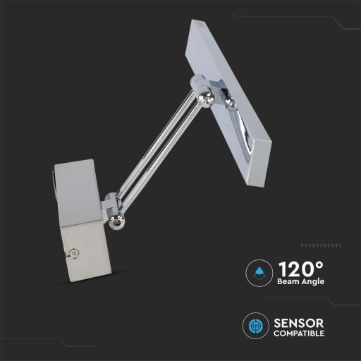 V-TAC LED tükör / fali kép világító lámpa 8W - króm -  3000K - 213984