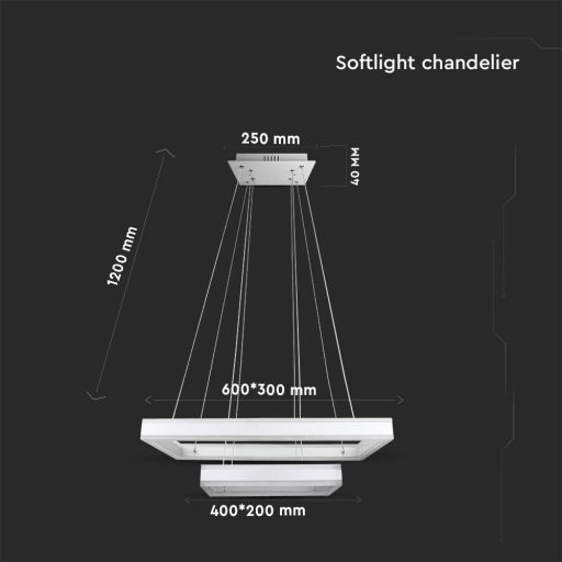 V-TAC 113W Led dimmelhető dizájn függeszték - fehér - 3000K - 213986
