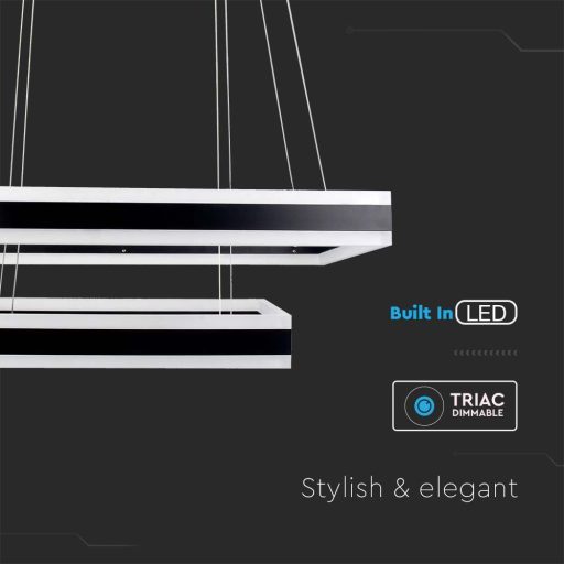 V-TAC 113W Led dimmelhető dizájn függeszték - fekete - 3000K - 213987