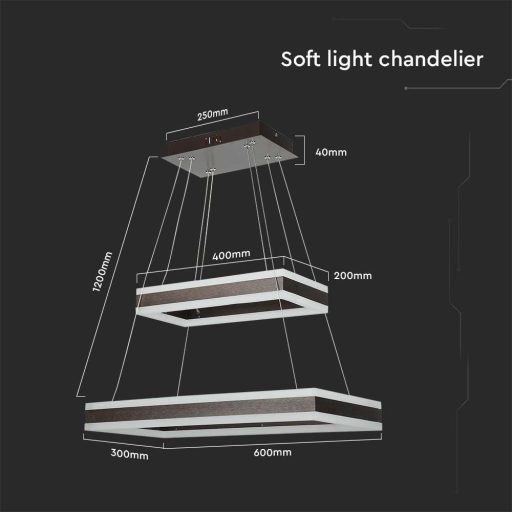 V-TAC 113W Led dimmelhető dizájn függeszték - barna - 3000K - 213988