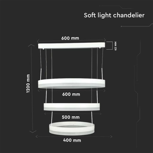 V-TAC 86W Led dimmelhető dizájn függeszték - fehér - 3000K - 213989