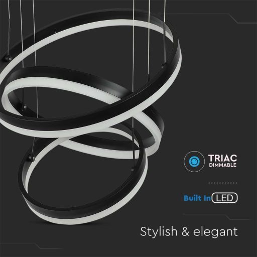 V-TAC 86W Led dimmelhető dizájn függeszték - fekete - 3000K - 213990